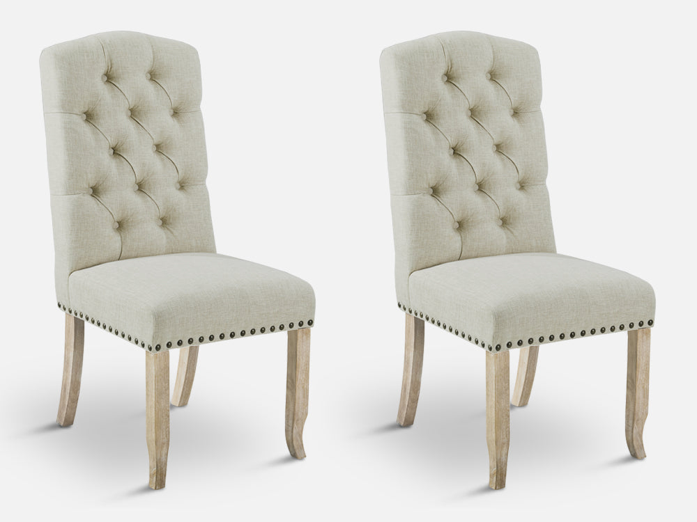 LAYLA 2PCS Upholstered Dining Chair - BEIGE