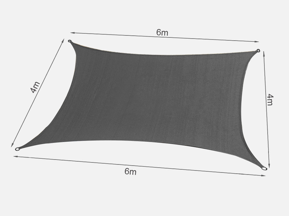 TOUGHOUT Shade Sail Rectangle 4m x 6m - CHARCOAL