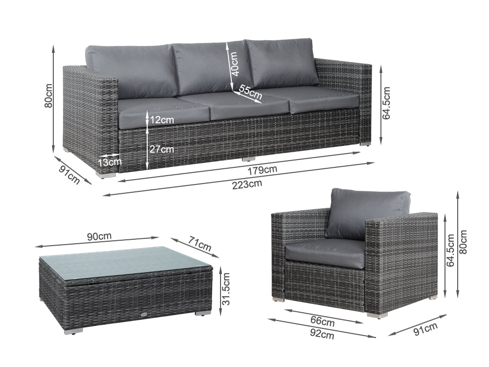 BERMUDA Rattan Outdoor Furniture Sofa Set 3PCS