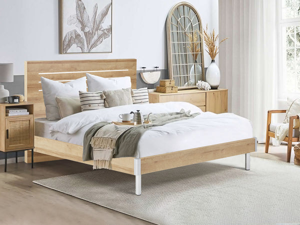 MAKALU Queen Wooden Bed Frame - OAK