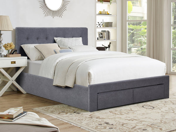 JULIAN Queen Bed Frame with Storage - DARK GREY