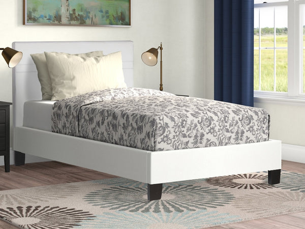 LOGAN Single PU Bed Frame - WHITE
