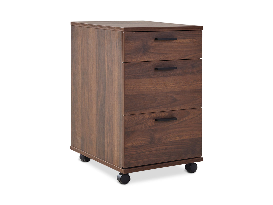 NAKIA Computer Corner Desk with Filing Cabinet - WALNUT