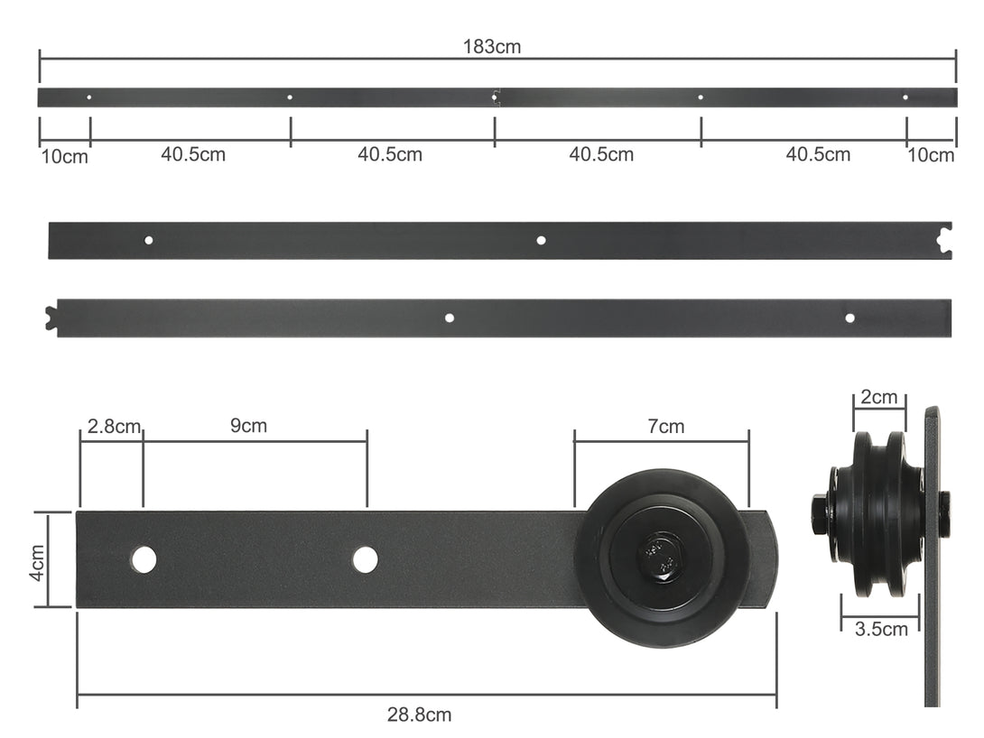 1.8M Sliding Barn Door Track Hardware Kit