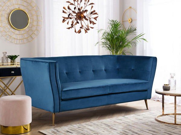 OSLO 3 Seater Velvet Sofa - BLUE