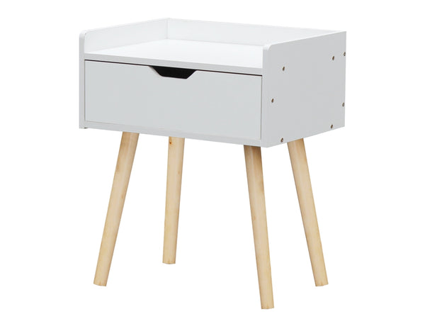 TOMI Bedside Table Nightstand - WHITE