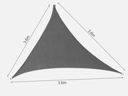 TOUGHOUT Shade Sail Triangle 3.6m x 3.6m x 3.6m - CHARCOAL