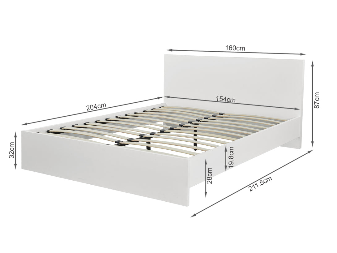 TONGASS Queen Wooden Bed Frame - WHITE