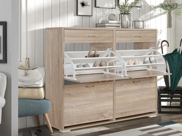 ROTOROA 6 Drawer Shoe Cabinet Storage Rack - OAK