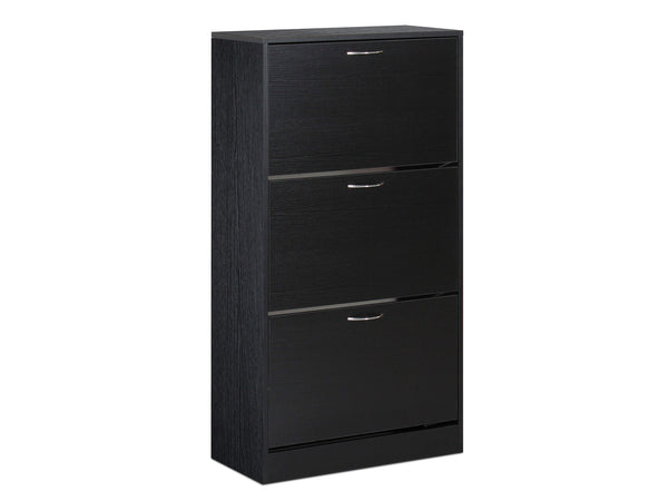 ANAU 3 Drawer Shoe Cabinet Storage Rack - BLACK