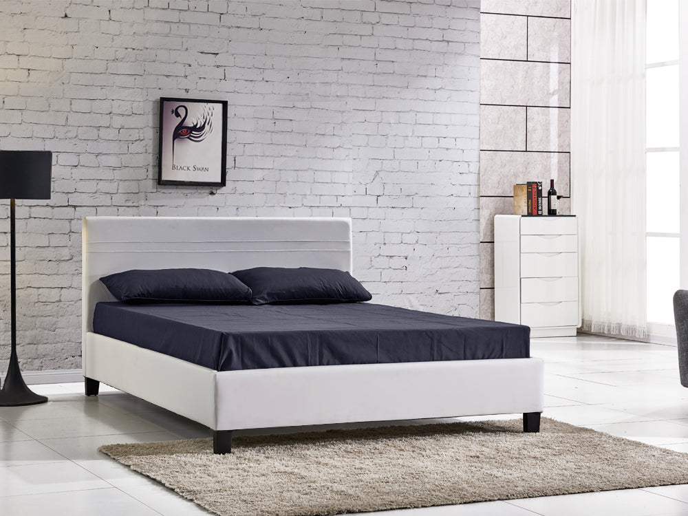 LOGAN Double PU Bed Frame - WHITE