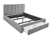 HLOLELA King Bed Frame with Storage - LIGHT GREY