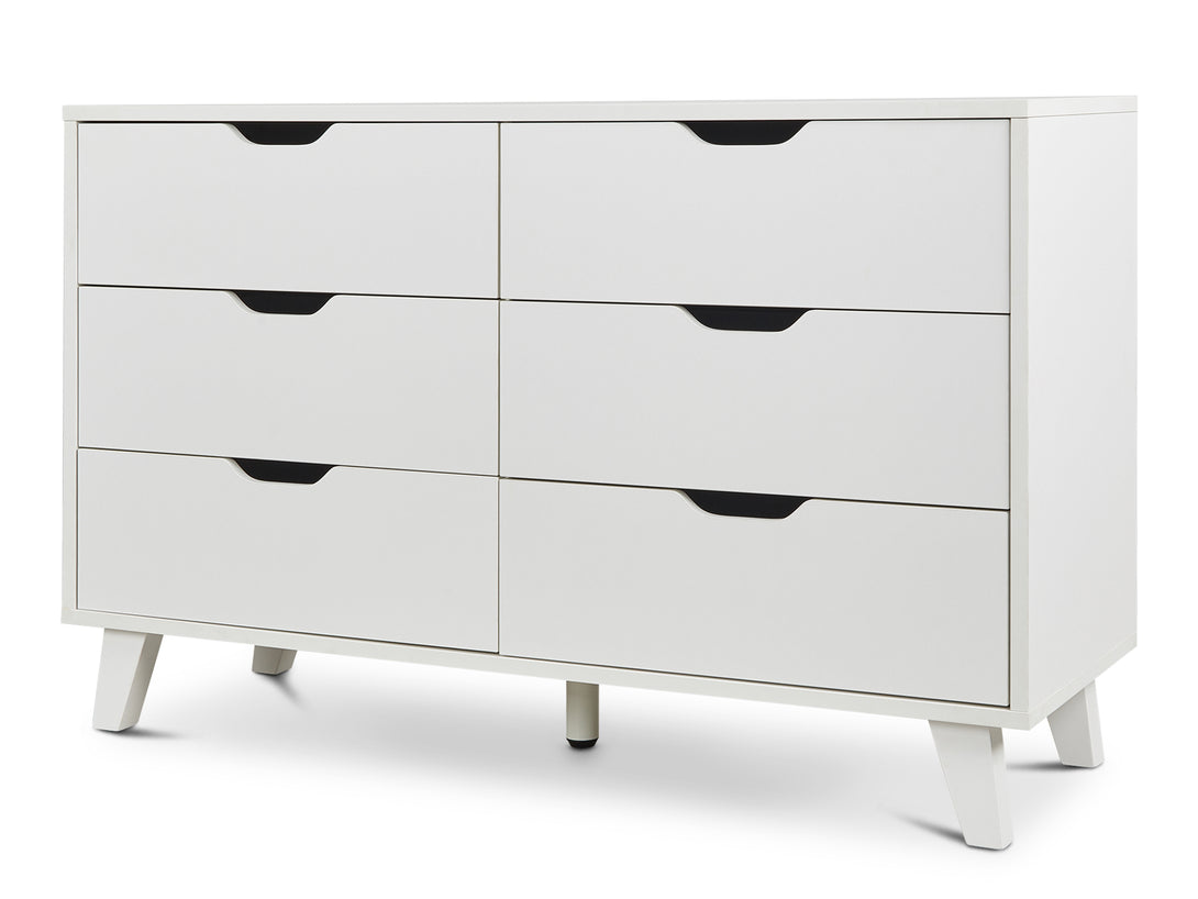 SCHERTZ Wooden Low Boy 6 Drawers - WHITE