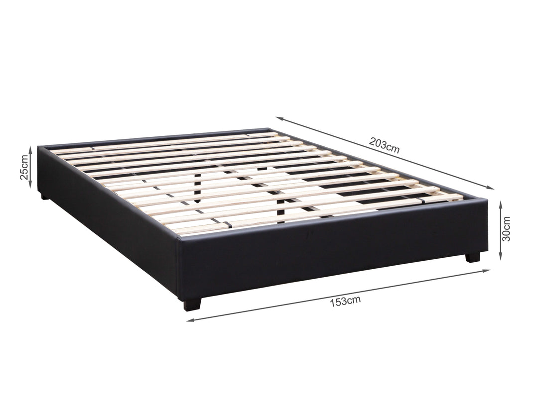 FUJI Queen PU Bed Frame - BLACK