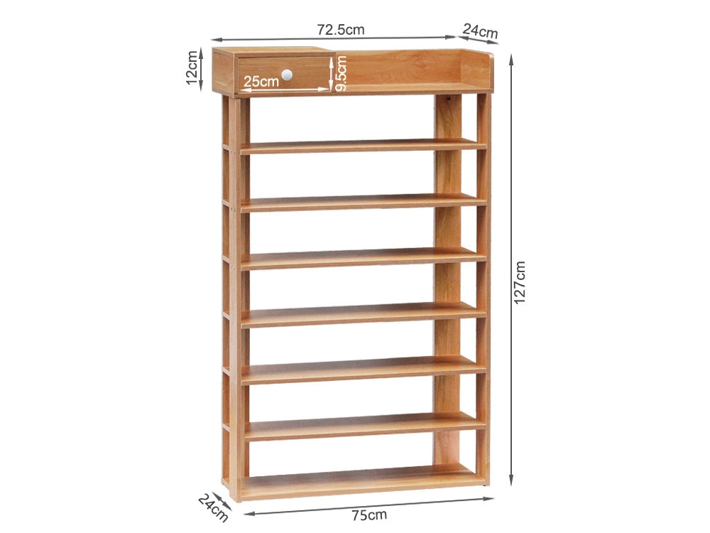 PUKAKI 8 Tiers Shoe Rack Organiser Shelf - MAPLE