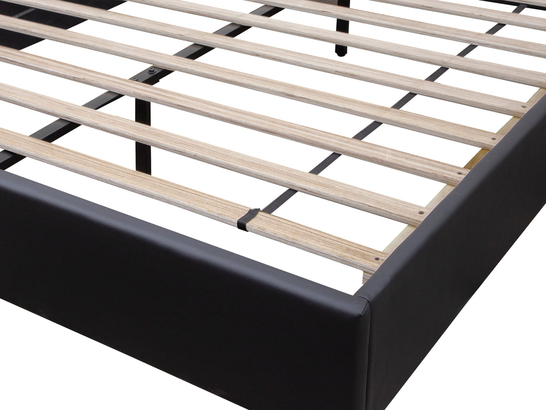 FUJI Queen PU Bed Frame - BLACK