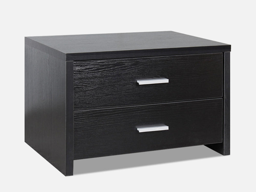 ABEL Bedside Table with 2 Drawer - BLACK