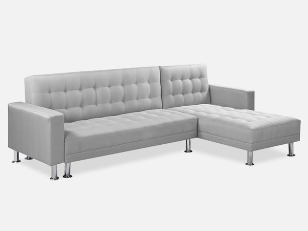 COLORADO 3 Seater Sofa Bed Futon with Chaise - LIGHT GREY