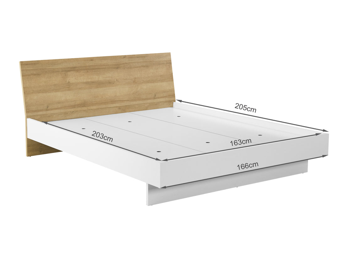 HEKLA King Wooden Bed Frame - WHITE