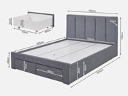 HLOLELA Queen Bed Frame with Storage - DARK GREY