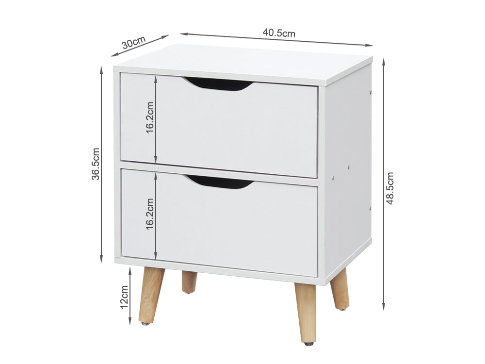 LOY Bedside Table Nightstand - WHITE