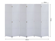 SEFTON 1.8M Rattan Room Divider Screen 6 Panels - WHITE