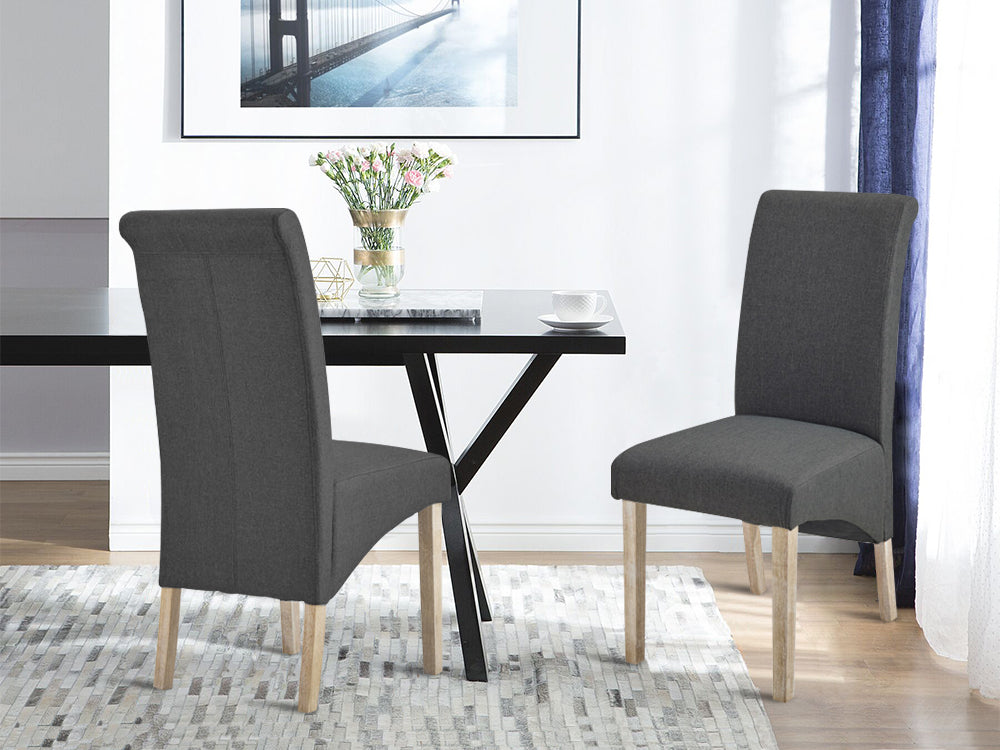 LOLA 2PCS Upholstered Dining Chair - DARK GREY