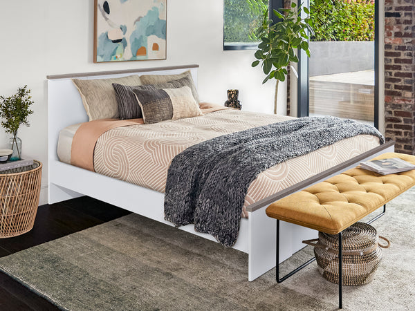 WAIPOUA Queen Wooden Bed Frame - GREY OAK