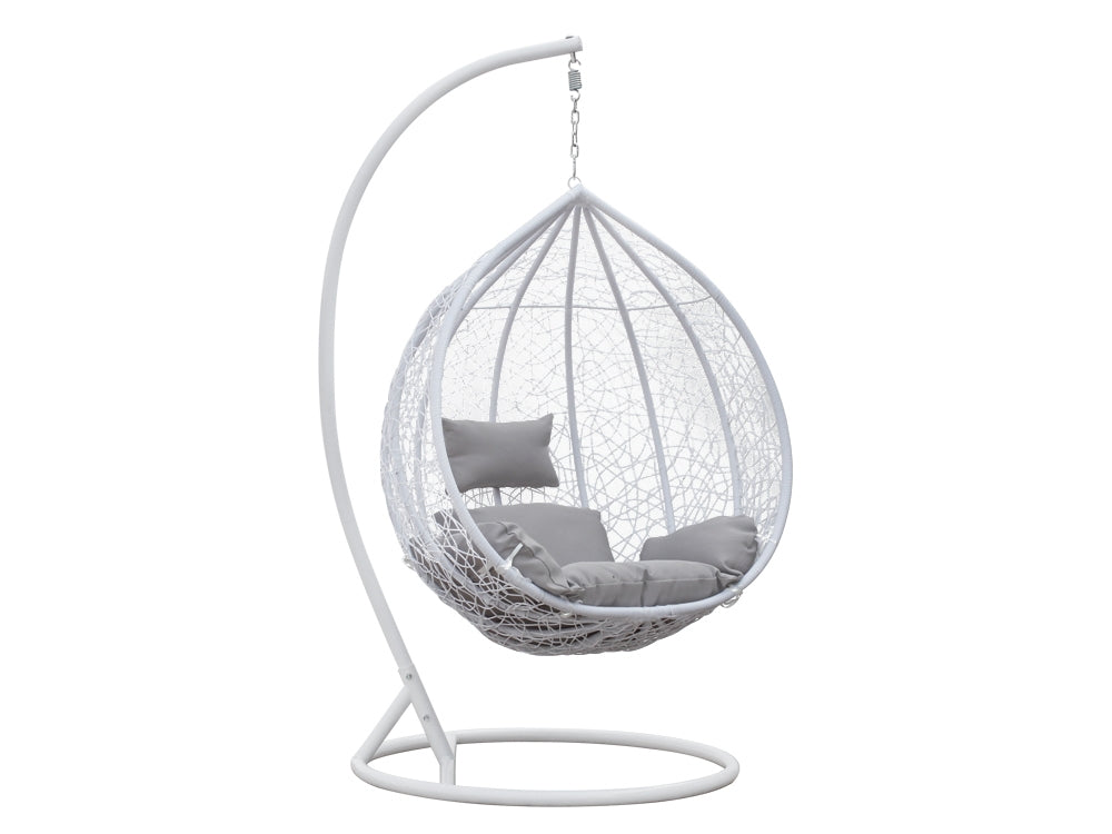 MYKONOS Rattan Outdoor Furniture Egg Swing Hanging Chair - WHITE