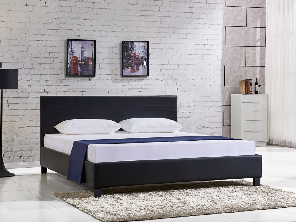 LOGAN Super King PU Bed Frame - BLACK