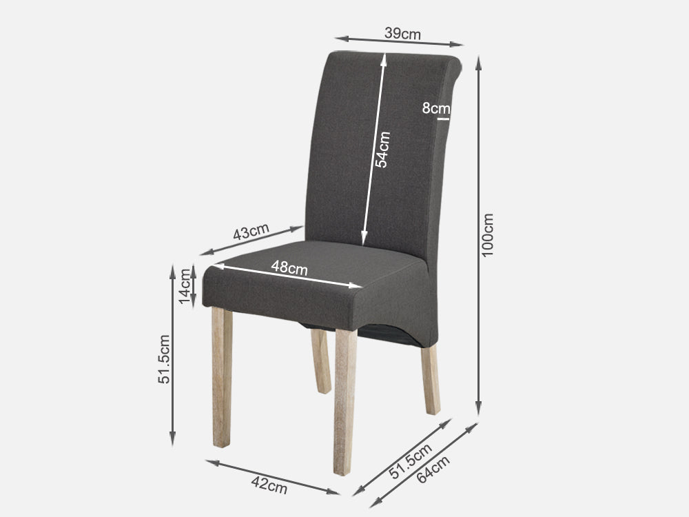 LOLA 2PCS Upholstered Dining Chair - CHARCOAL