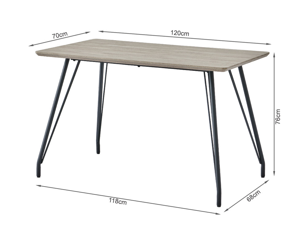 CECIL Dining Table Rectangle 120x70cm - OAK