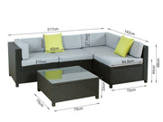 BetaLife Rattan Outdoor Sofa Set 5PCS 