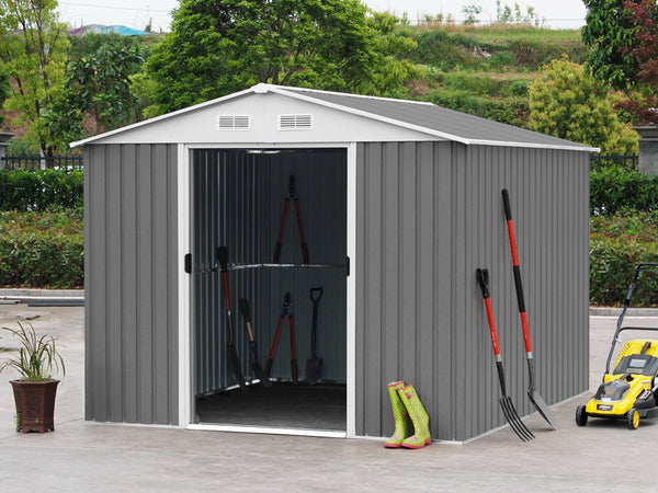 TOUGHOUT Garden Shed 3M x 2.6M x 2.1M GREY